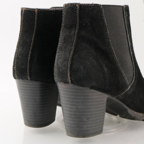Clarks Women's Pause Camelia Boot Size 7 Chelsea Black Suede Block Heel Comfy - Picture 5 of 13
